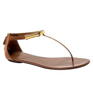 Gucci Coraline Bamboo Thong Suede Sandals Tom Ford Era tan brown color size 36